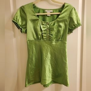 Charlotte Russe Small Retro Inspired Bright Green Blouse